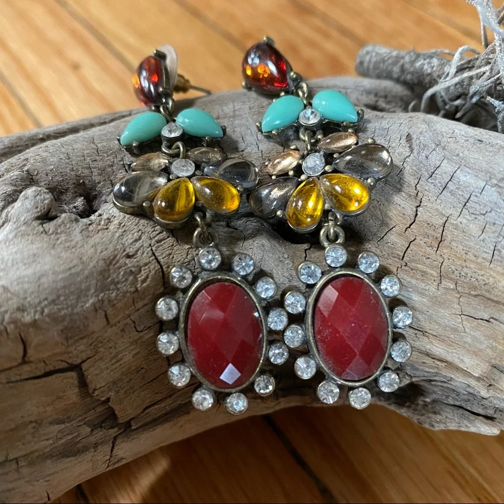 Stone Rhinestone Stud Fashion Earrings, Art Deco
